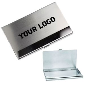 XDH1842 Hot Sale Gift Custom Logo Brushed Silver <b>Metal</b> Stainless Steel ID Name Credit Business Card Holder <b>Wallet</b> - Product Image 1