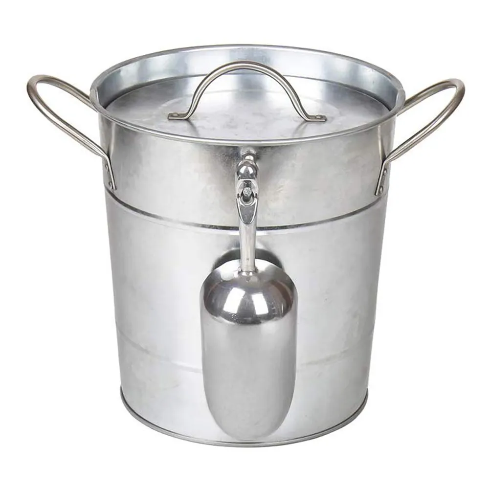 Hot Sale Classic Design Galvanized Metal Champagne Ice Bucket Set with Scoop