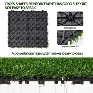 Alfombra verde entrelazada para jardín de casa, césped <span class=keywords><strong>artificial</strong></span> de 25mm, azulejos de césped sintético ecológico/suelo deportivo para mascotas - Product Image 3