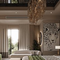Décoration d'intérieur de style élégant grand hôtel villa escalier table à manger lumière led luxe plafond lustre en cristal