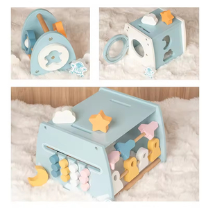 EDULAND Tour d'empilage en bois, <span class=keywords><strong>Cube</strong></span> d'activités, Abaque d'association, Petite maison d'activités, Jouets Montessori pour 5 à 7 ans - Product Image 3