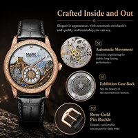 Montre mécanique automatique pour homme MARK FAIRWHALE, style montagnes et rivières, cadran vert lumineux, étanche, esthétique orientale FW-6063