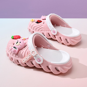 Qinuo Women's <b>Clogs</b> EVA Bear Design Soft Summer Slippers Breathable Non Slip Outdoor Wear 35-40 Beige Pink Gray White - Product Image 4
