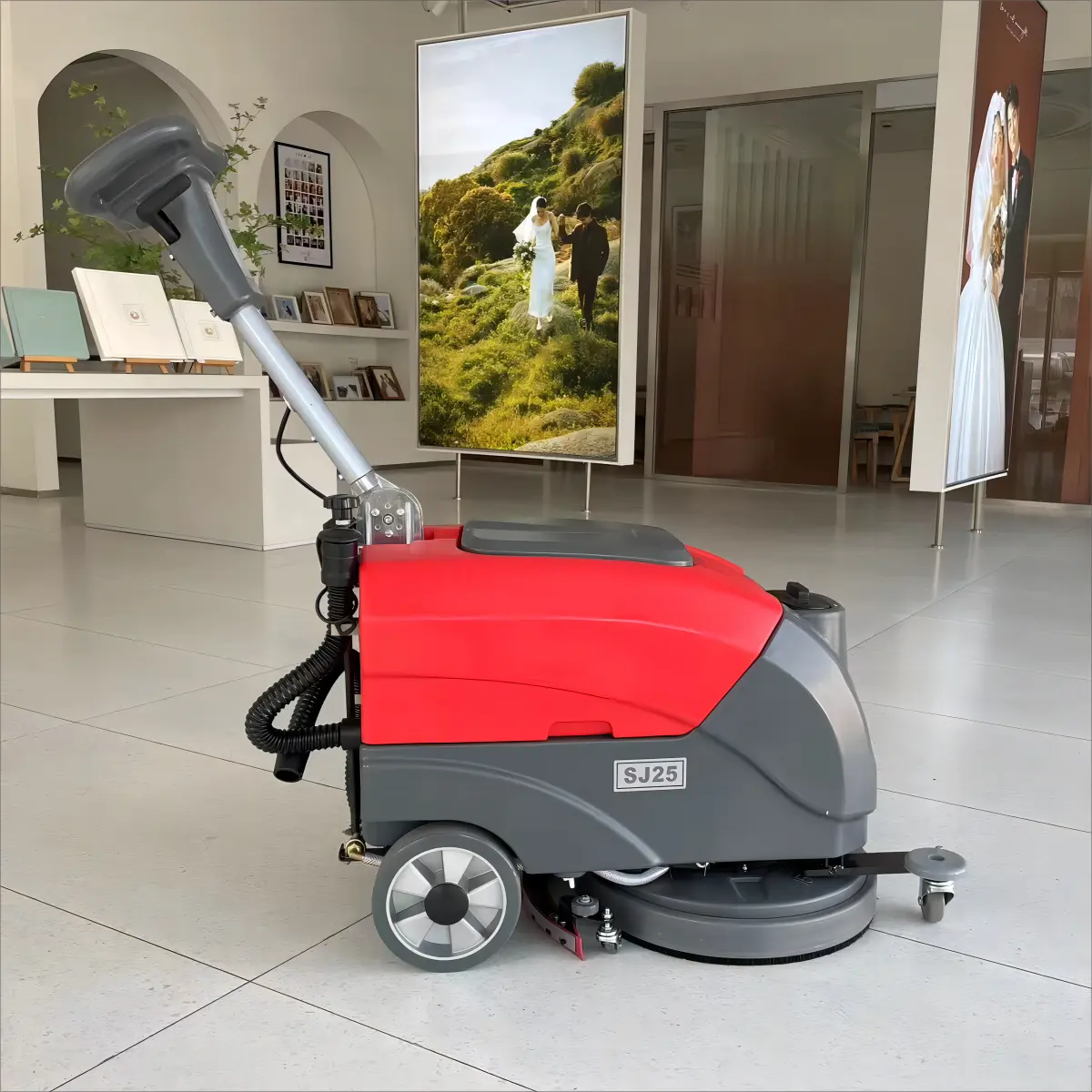 red color best selling hand push floor washing machine floor scrubber cleaning machine