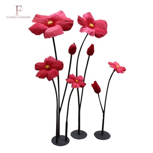 Handmade <span class=keywords><strong>Red</strong></span> Roselle Nhân Tạo Hoa Giấy Cho Năm Mới Tổ Chức Sự Kiện Trang Trí Khổng Lồ Hoa Giáng Sinh Trở Lại Trường Trung Quốc Năm Mới - Product Image 5