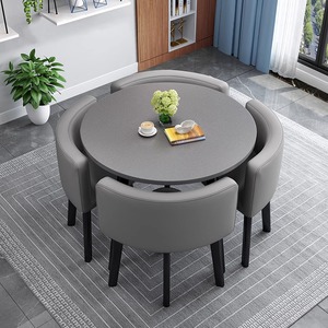 Estilo minimalista moderno: la elegante combinación <span class=keywords><strong>de</strong></span> mesas y sillas <span class=keywords><strong>de</strong></span> cuero negro. - Product Image 2