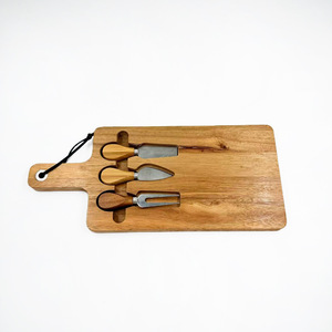 Acacia Wood <b>Cheese</b> <b>Knife</b> And Fork <b>Set</b> With Cutting Board Portable For <b>Cheese</b> Serving - Product Image 1