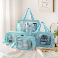Trousse de maquillage transparente avec logo personnalisé, pinceau de maquillage en PVC transparent pour femme, pochette de soins de la peau et de beauté, trousse de toilette cosmétique