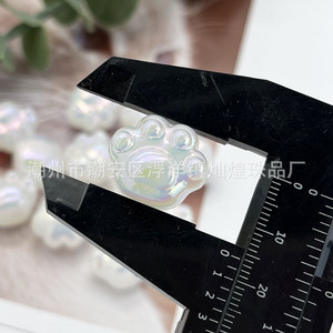Perles acryliques en forme de patte de chat, blanc irisé, pour la fabrication de bijoux, accessoires de bricolage, trou droit, forme de dessin animé - Product Image 5