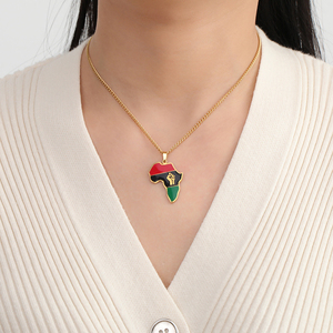 <span class=keywords><strong>Collana</strong></span> Myshape con Contorno Mappa dell'Africa, <span class=keywords><strong>Ciondolo</strong></span> con Animali Tribali Elefante e <span class=keywords><strong>Leone</strong></span> in Acciaio Inossidabile, Gioielli Africani Regalo di Capodanno - Product Image 3