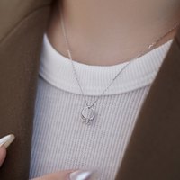 Nouveau bijou fin en argent Sterling 925, collier avec pendentif circulaire en zircon cubique, anneau de mariage creux pour femmes