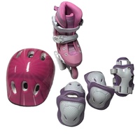 YSMLE Kids Outdoor Plastic Shell Cadre réglable en alliage d'aluminium 4 roues Patins à roues alignées avec casque et équipement de protection