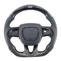 Volant en fibre de carbone forgé pour Dodge Challenger Charger RAM, volant de performance en cuir Alcantara chauffant avec LED