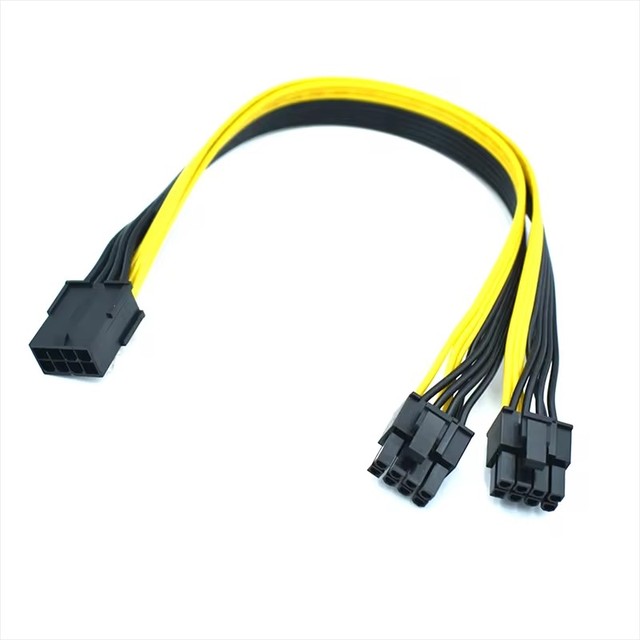 20cm/30cm GPU VGA PCIe 8 Pin Female to Dual 2X 8 Pin (6+2) Male PCI Express Power Adapter Y-Splitter Extension Flat Cable