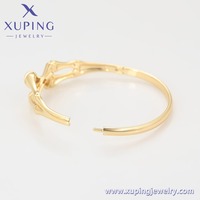 X000892620 XUPING Bracelet jonc articulé en alliage de cuivre plaqué or 14K avec micro-pavé de zircon, motif nœud de bambou, bijou élégant et tendance