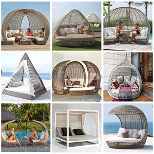 เก้าอี้ชายหาดหวายกว้างพิเศษพร้อมหลังคากันน้ำเฟอร์นิเจอร์สวนสำหรับสระว่ายน้ำคาบาน่าวิลล่าโรงแรม - Product Image 4