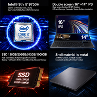 Nouvel ordinateur portable de jeu à double écran 16'' + 14'' tactile, fabrication chinoise OEM/ODM, Intel Core I7 9750H, 32 Go de RAM, 1 To SSD