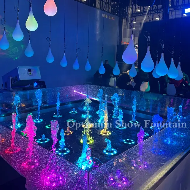 Small Mini Modern Fountain Design DMX512 LED Lights Water Colorful Stainless Steel Indoor Fountain