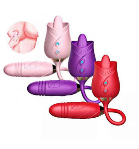 2024 Bestseller 2 In 1 Tong Op En Neer Likken Rose Vibrator <span class=keywords><strong>Clit</strong></span> Sucker Dildo Vrouwen Clitoris Stimulatie Masturb - Product Image 2