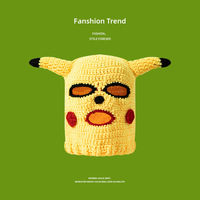 Bonnet tricoté unisexe motif crâne de dessin animé, broderie 3D, thème démon, chaud pour l'hiver, vert, pour Halloween, Noël et fêtes, idéal comme cadeau