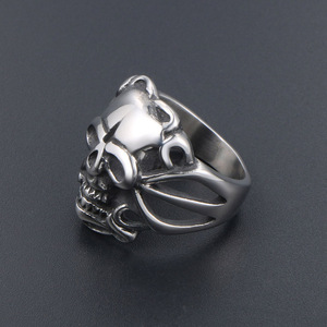 Retro Skull <b>Ring</b> <b>Titanium</b> Steel Men's Punk Jewelry Index Finger Gift SA574 - Product Image 3