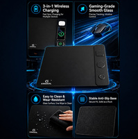 Chargeur sans fil 3 en 1, tapis de souris en verre trempé, tapis de souris rigide pour jeux, prise en charge des motifs personnalisés pour les jeux sur ordinateur