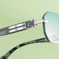 Lunettes de soleil photochromiques anti-lumière bleue UV400 sans monture polygonale personnalisées avec logo de créateur de mode Partagas pour femmes