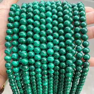 JD vente en gros Bracelet collier aiguille perles rondes 4/6/8/10/12mm 7A Malachite naturelle perles de pierre en vrac