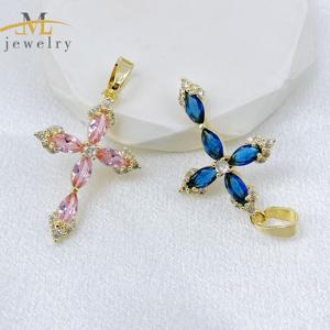 Kalung Liontin Salib Grosir JML Aksesoris Fashion, Liontin Salib Kristal Kuningan Kristen, Colgante Oro Laminado Cruz - Product Image 3