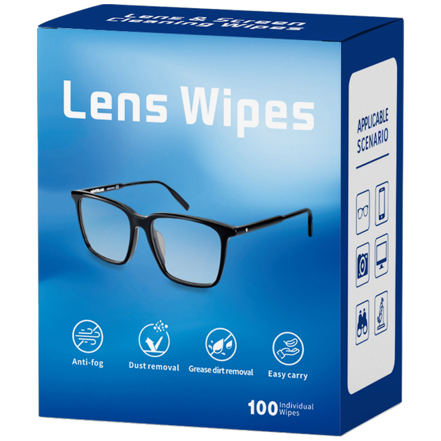 Custom LOGO Lens Cleaning Wipes Eyeglass Wipes Pre Moistened Disposable Spectacle Lens Screen Cleaning Wet Wipes for Glasses