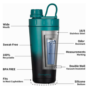 ステンレススポーツプロテインシェーカー水筒漏れ防止ふた付き真空断熱20/24oz環境に優しいジムシェーカーカップ - Product Image 3