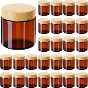 Natural Frosted Amber PET <b>Plastic</b> Body Butter Cosmetic Cream <b>Jar</b> with Bamboo Screw Top Lid and Silk Screen Printing - Product Image 1