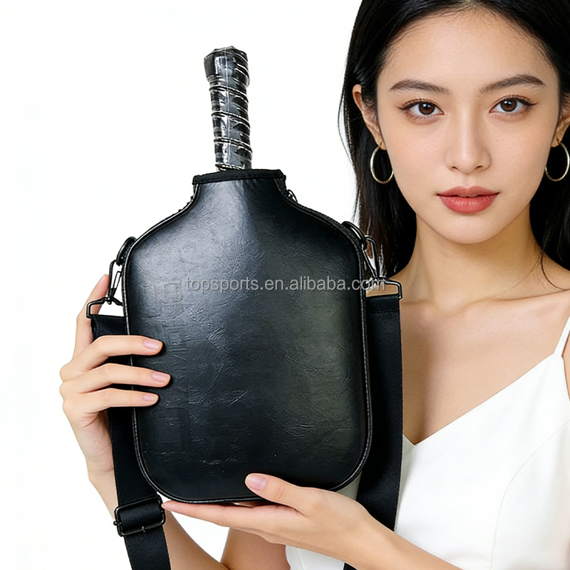 Black Neoprene Waterproof Pickleball Paddle Bags & Pads Zipper Covers with Adjustable Shoulder Straps