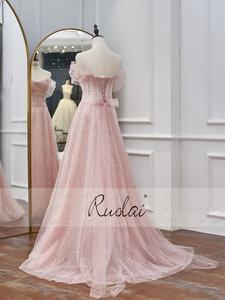 RUOLAI LWC1083 abito da sera con cinturino per Spaghetti brillante abito da sera con perline con paillettes abiti da ballo in Tulle - Product Image 3