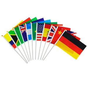 Stock 14*21cm Country Flag Hand Held Flag For Football Fans
