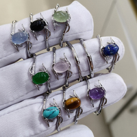 Bague en pierre naturelle grenat, améthyste, œil de tigre pour femme, bague pour homme, ajustable, plaqué cuivre, argent, cadeau
