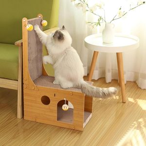 Cat <span class=keywords><strong>Scratch</strong></span> Board Karton L-förmiger vertikaler Katzen kratzer mit <span class=keywords><strong>4</strong></span> Kugeln ist ein Spielzeug, das für Innen katzen geeignet ist - Product Image 1
