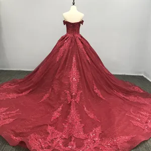 Robe de bal avec traîne, robe de mariée à paillettes, rouge, scintillante, perlée, meilleures ventes, 2022