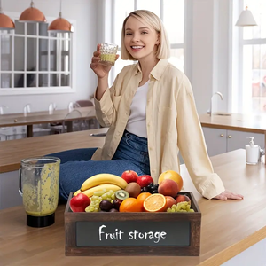 Juego de caja de almacenamiento de madera vintage con <span class=keywords><strong>pizarra</strong></span> grabable apilable para condimentos y cestas de exhibición de frutas contenedores y contenedores - Product Image 2