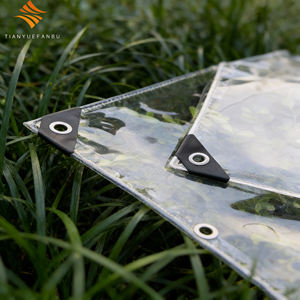 Bâche en PVC enduit transparente, respirante, résistante à l'eau, imperméable, anti-UV, avec œillets et cordes de fixation, robuste pour le jardin - Product Image 1