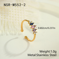 N&S Gold Plated Colorful Marquise Zircon Ring Set with Butterfly Pattern for Women Stainless Steel Fashion Jewelry Wholesale