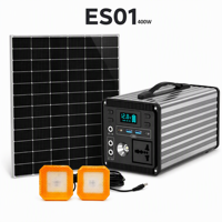 ES01 400W Generator Tenaga Surya Portabel 220V Gelombang Sinus Murni LiFePO4 Stasiun Daya Luar Ruangan dengan Panel Surya MPPT Terintegrasi untuk Berkemah dan Keadaan Darurat