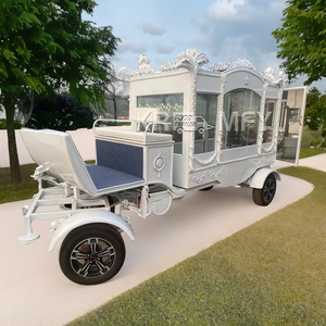 Cercueil électrique rétro de luxe à 4 roues en acier avec remorque pour chevaux, élégant cercueil électrique funéraire - Product Image 2