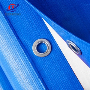 Bâche en tissu HDPE imperméable bleu et <span class=keywords><strong>blanc</strong></span> 4x5m avec protection <span class=keywords><strong>UV</strong></span> pour voiture et usage extérieur - Product Image 3