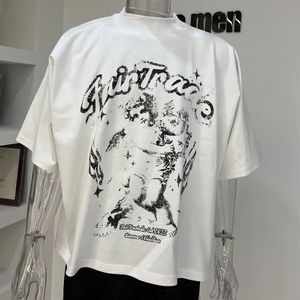 LOGO personalizzato all'ingrosso taglie forti t-Shirt da uomo in tinta unita 300gsm hearweight cotone DTG Streetwear ragazzi camicia corta t-Shirt da uomo - Product Image 1