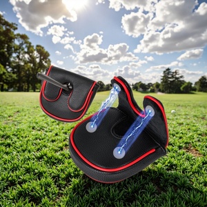 Boshiho Custom Logo Two-Flap Mallet Putter Club Headcover Lightweight Durable PU Leather <b>Golf</b> Shafted Mallet Putter Headcover - Product Image 1