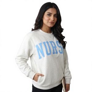 NURSE ASH GREY SKY BLUE Hooded 100% Cotton Winter Men's Vintage Fashion <b>Mock</b> <b>Neck</b> Sweatshirt Women Casual Oversized - Product Image 6