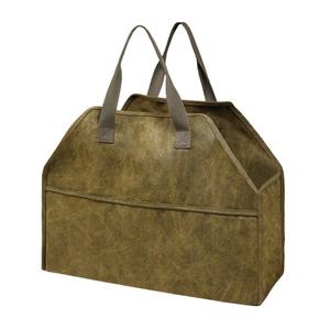 Sac de transport pour bûches de bois de chauffage multifonctionnel, échantillon gratuit, toile cirée, sac fourre-tout pour le camping en plein air avec foyer et cuir véritable - Product Image 1