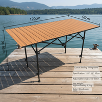 Table pliante en fer à roulettes, hauteur réglable, plateau épaissi antidérapant, design moderne, légère et portable, pour l'école et l'extérieur