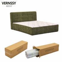 Cadre de lit rembourré avec matelas en mousse haute densité compressée et emballée sous vide, sans assemblage, gain de place, taille Queen/King
